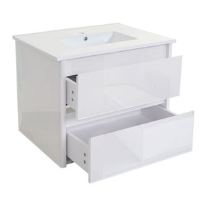 Waschtisch Set MCW-B19 mit Waschbecken und Unterschrank in Weiß Hochglanz, B: 80 cm, H: 50 cm