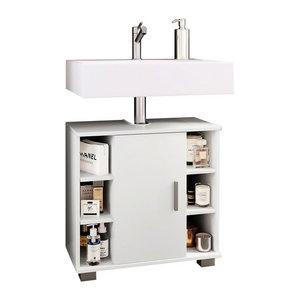 Waschtischunterschrank Zalo in Weiß aus Holzwerkstoff mit Drehtüren B/H/T: 30,4 x 57,7 x 60 cm