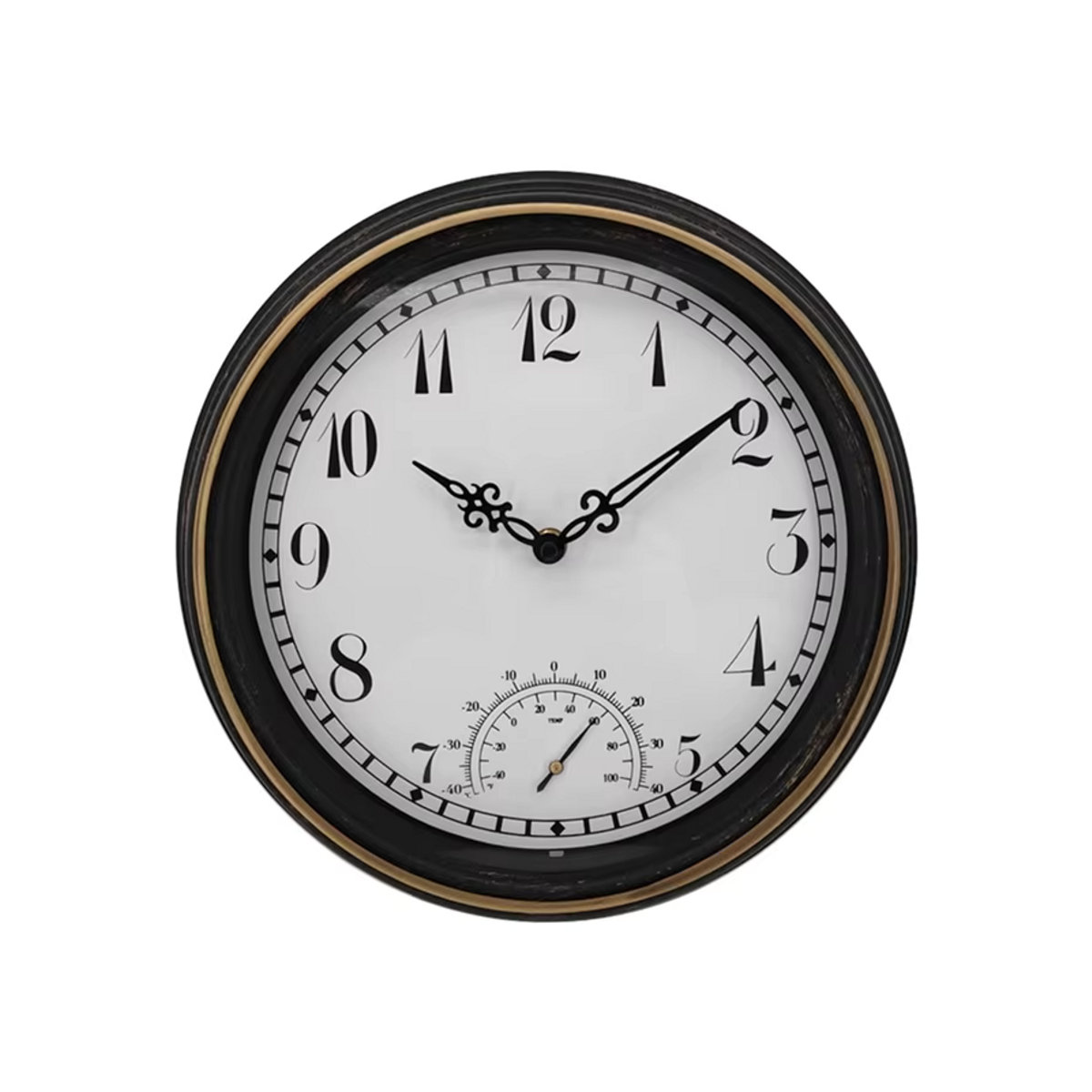 Wasserdichte Außenwanduhr im Vintage-Design mit Thermometer, rund, weiß, Durchmesser: 30,48 cm - Bild 4