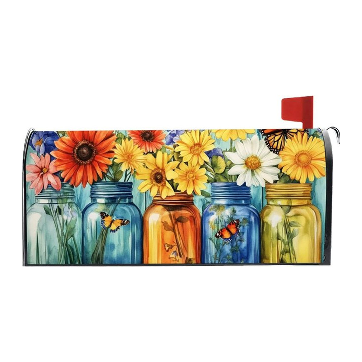 Wasserdichte Briefkastenabdeckung mit Schmetterlings-Design in Gelb aus Polyester, B: 21,6 cm, H: 45,7 cm - Bild 1