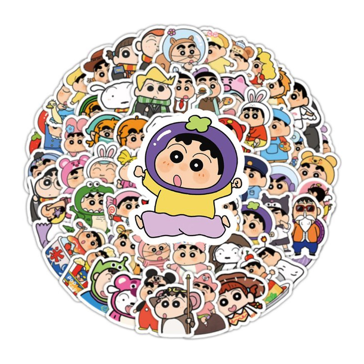 Wasserdichte Crayon Shin-chan Cartoon Aufkleber von Bandai für Kinder, mehrfarbig, Set mit 10 Stück - Bild 1