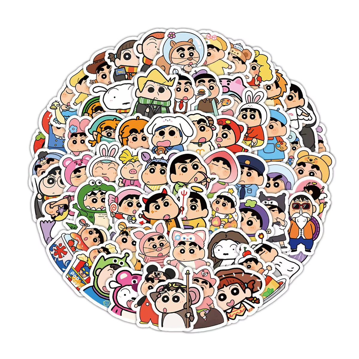 Wasserdichte Crayon Shin-chan Cartoon Aufkleber von Bandai für Kinder, mehrfarbig, Set mit 10 Stück - Bild 3
