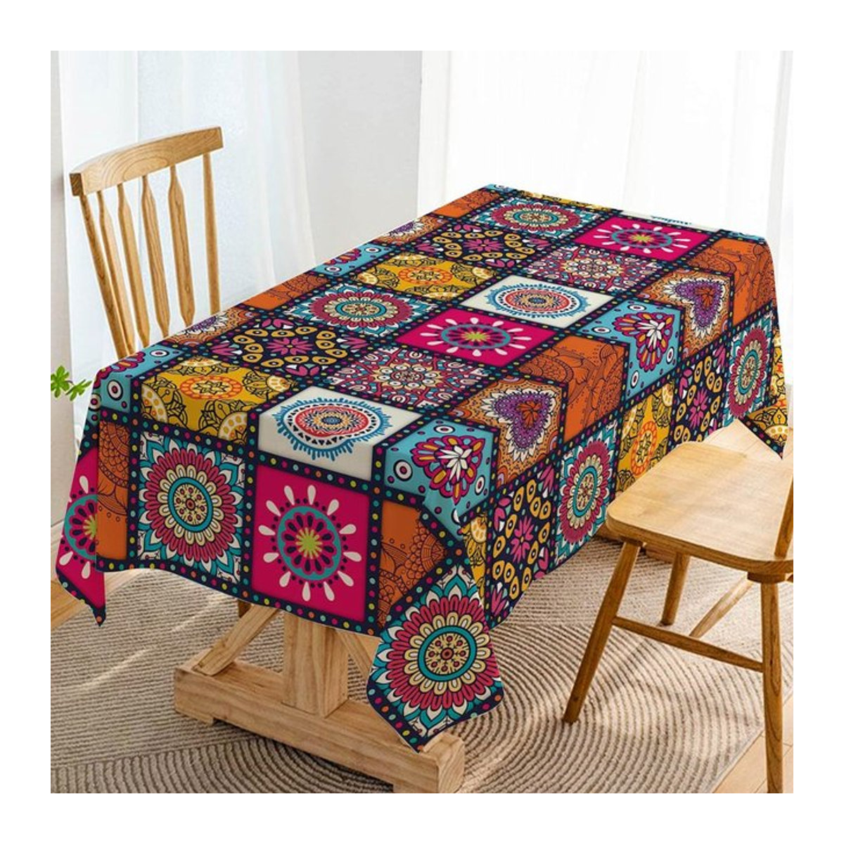 Wasserdichte Einweg-Tischdecke aus Polyester mit geometrischem Muster in Mehrfarbig - Bild 1