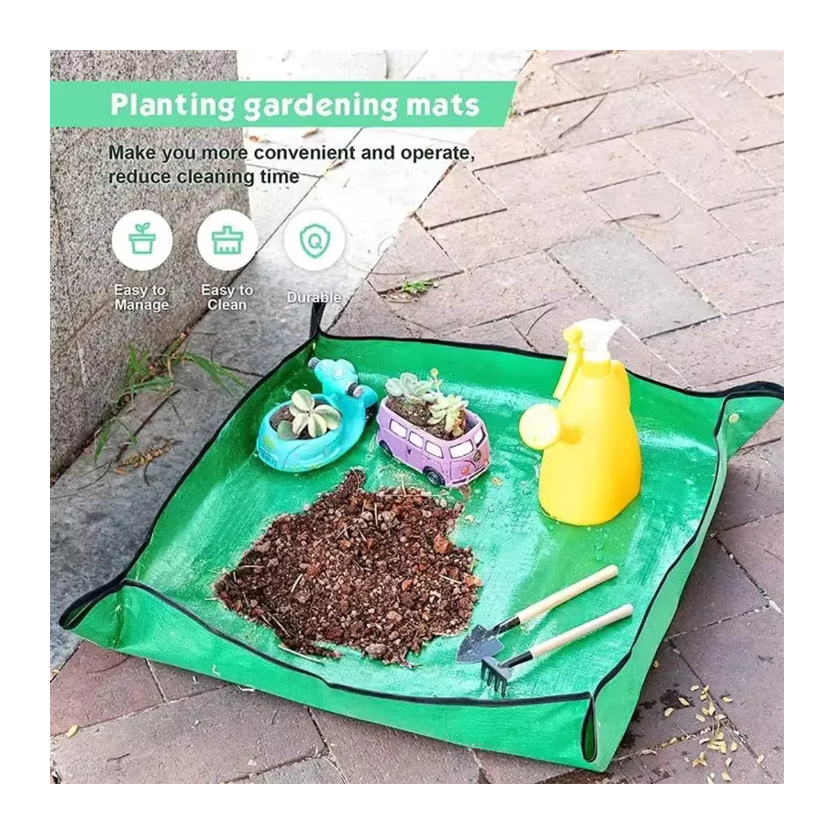 Wasserdichte Garten-Pflanzmatte aus PE zum Umtopfen von Blumentöpfen, faltbare Pflanzunterlage für die Gartenarbeit - Bild 2