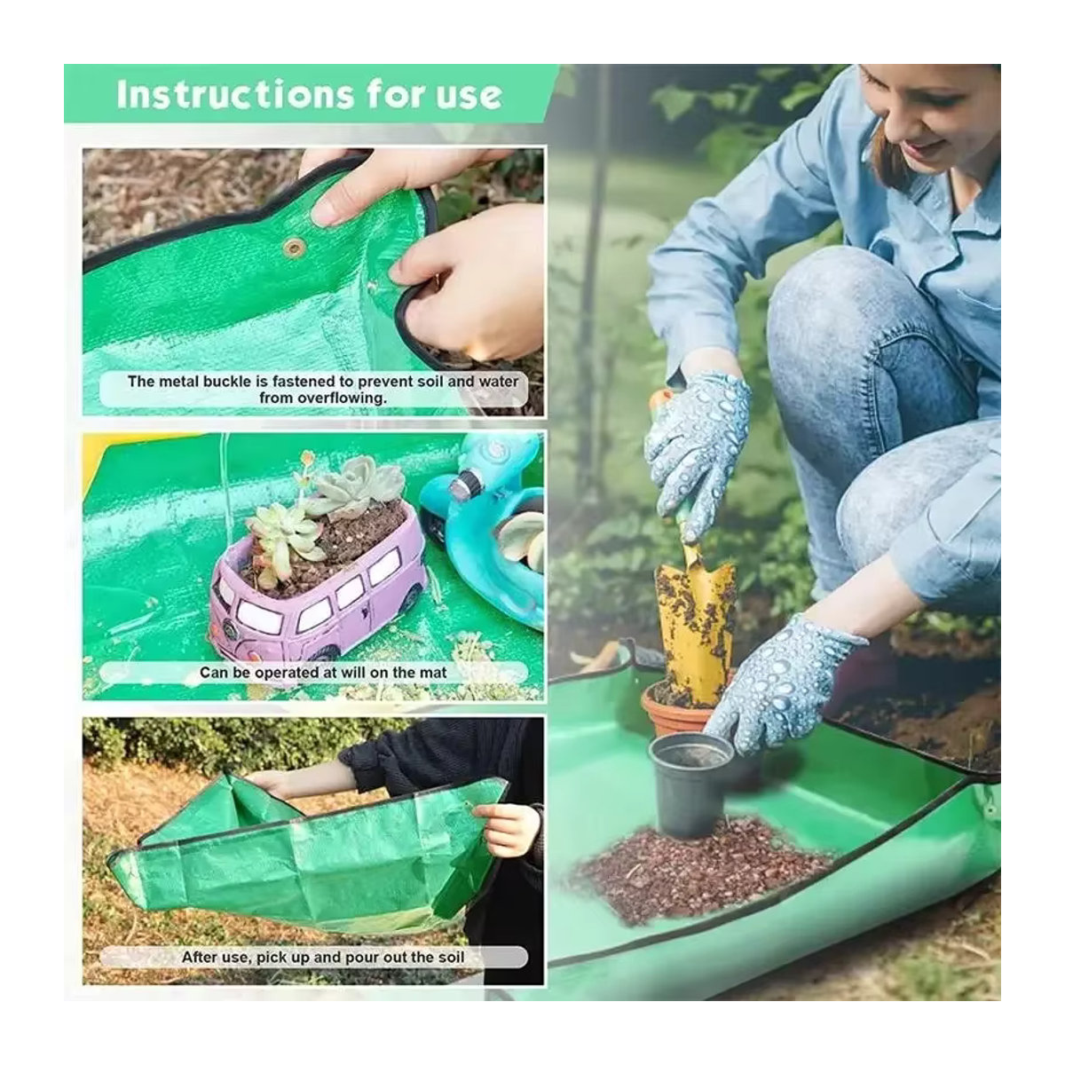 Wasserdichte Garten-Pflanzmatte aus PE zum Umtopfen von Blumentöpfen, faltbare Pflanzunterlage für die Gartenarbeit - Bild 4