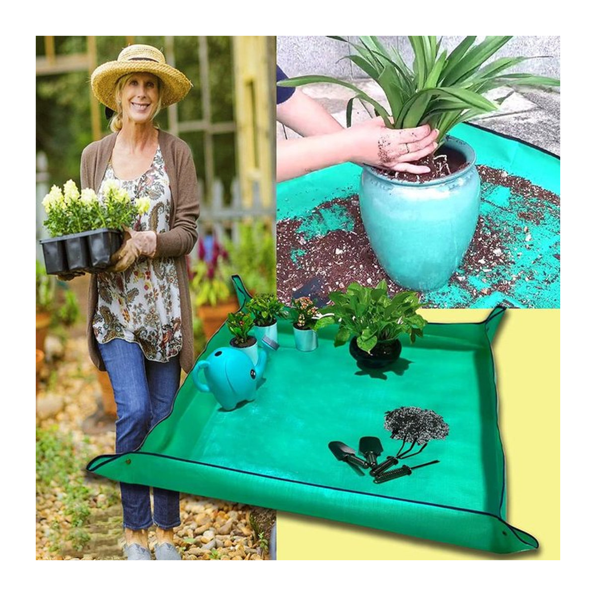 Wasserdichte Gartenmatte aus PE zum Umpflanzen, faltbare und waschbare Pflanzenmatte für Topf-Tabletts, erhältlich in den Größen Breite: 50 cm, 66 cm, 75 cm oder 100 cm - Bild 1