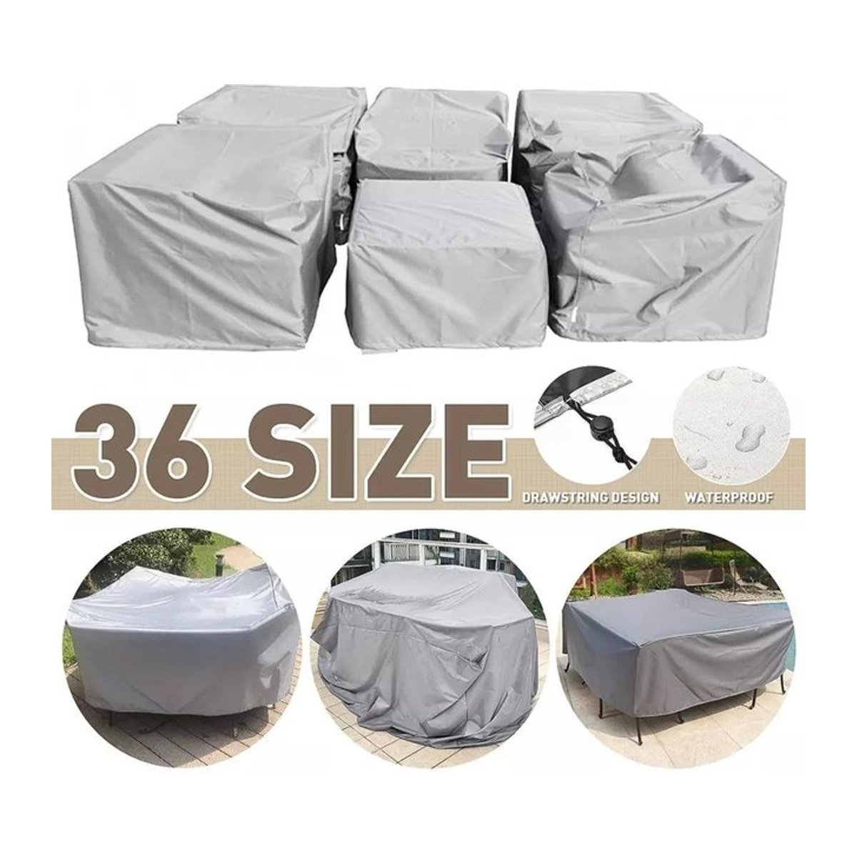 Wasserdichte Gartenmöbel Abdeckungen von MY·BAKERMAN für Sofa, Stuhl und Tisch in Schwarz, Silber oder Grau - Bild 1