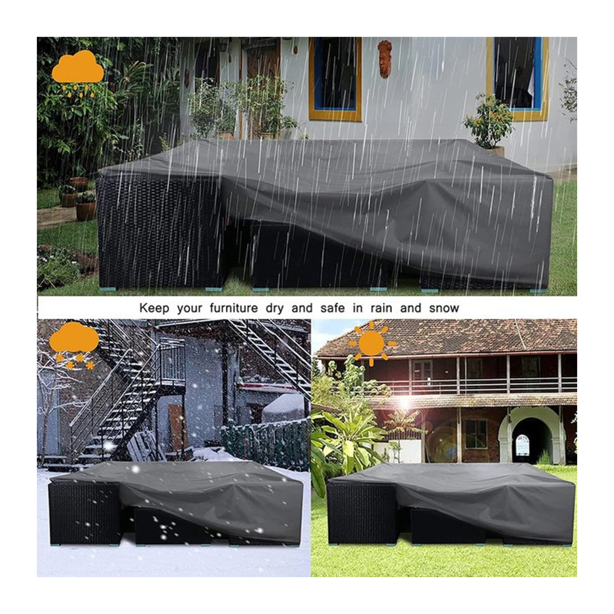Wasserdichte Gartenmöbelabdeckung von MY·BAKERMAN für Terrassenmöbel in Silber und Anthrazit - Bild 1
