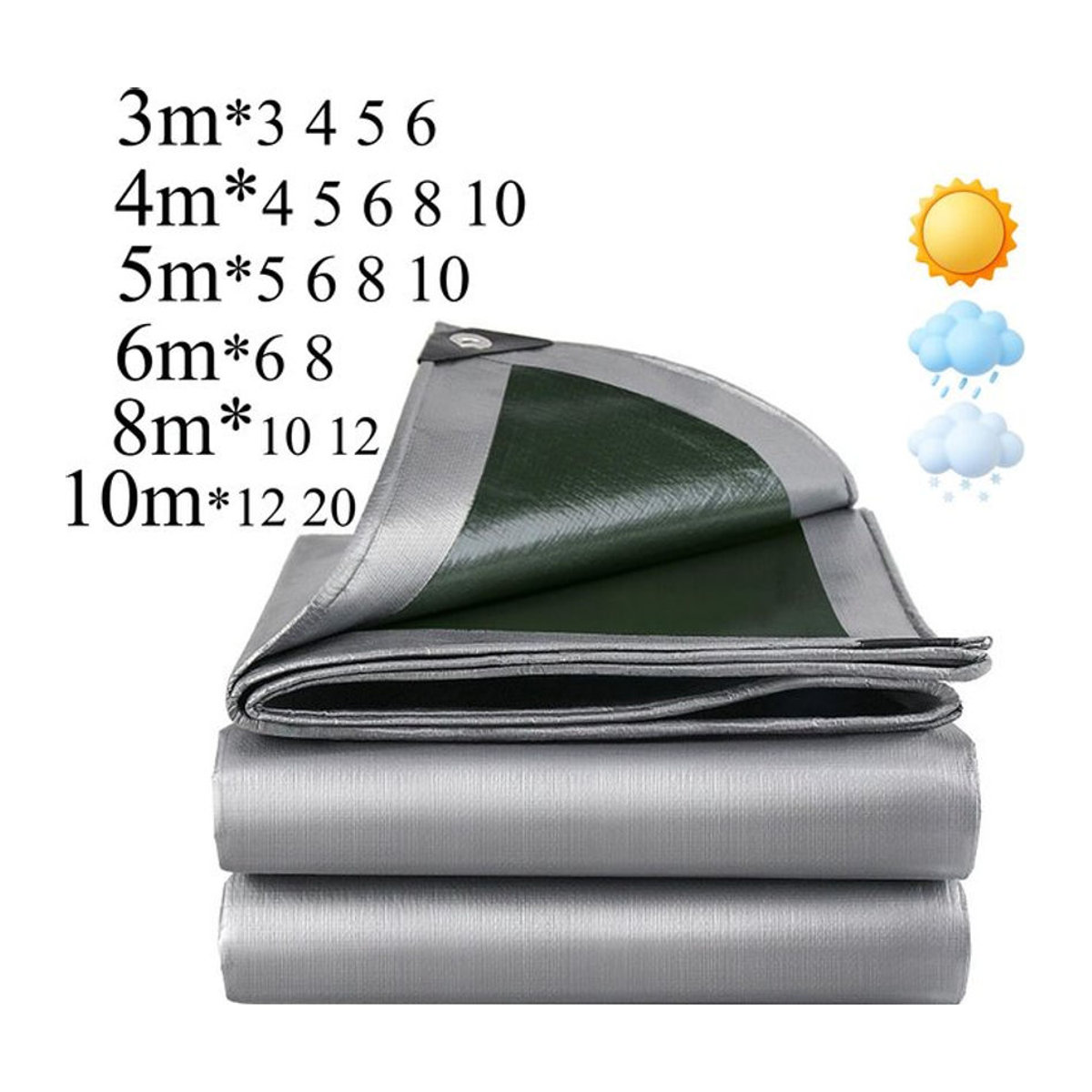 Wasserdichte Gartenplane als UV-Schutz und Regenschutz für Camping und Auto in Grün und Silber - Bild 1