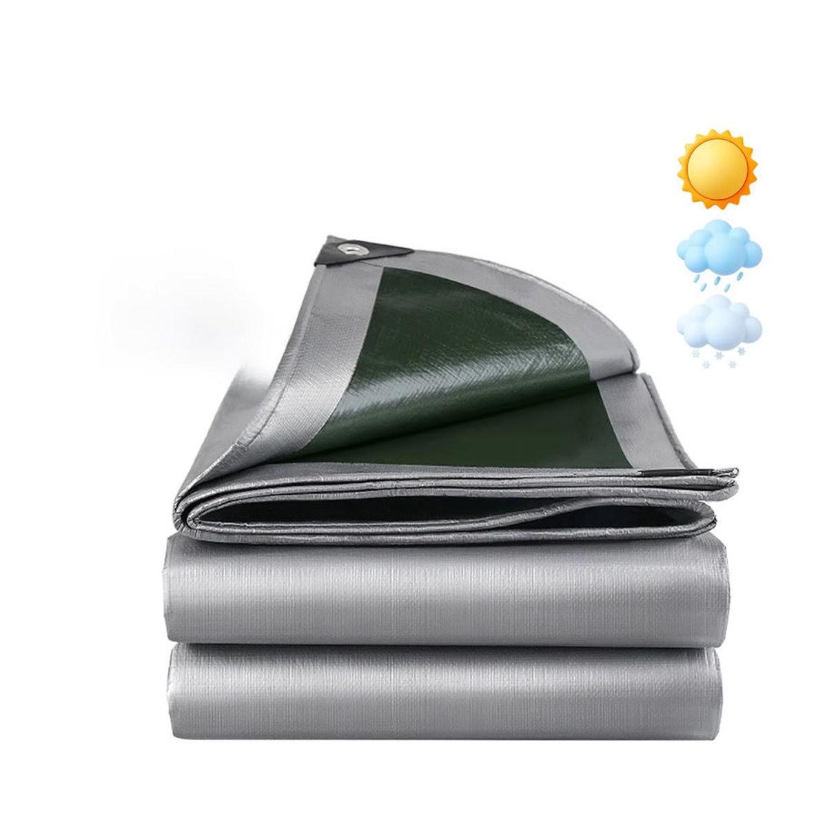 Wasserdichte Gartenplane als UV-Schutz und Regenschutz für Camping und Auto in Grün und Silber - Bild 7