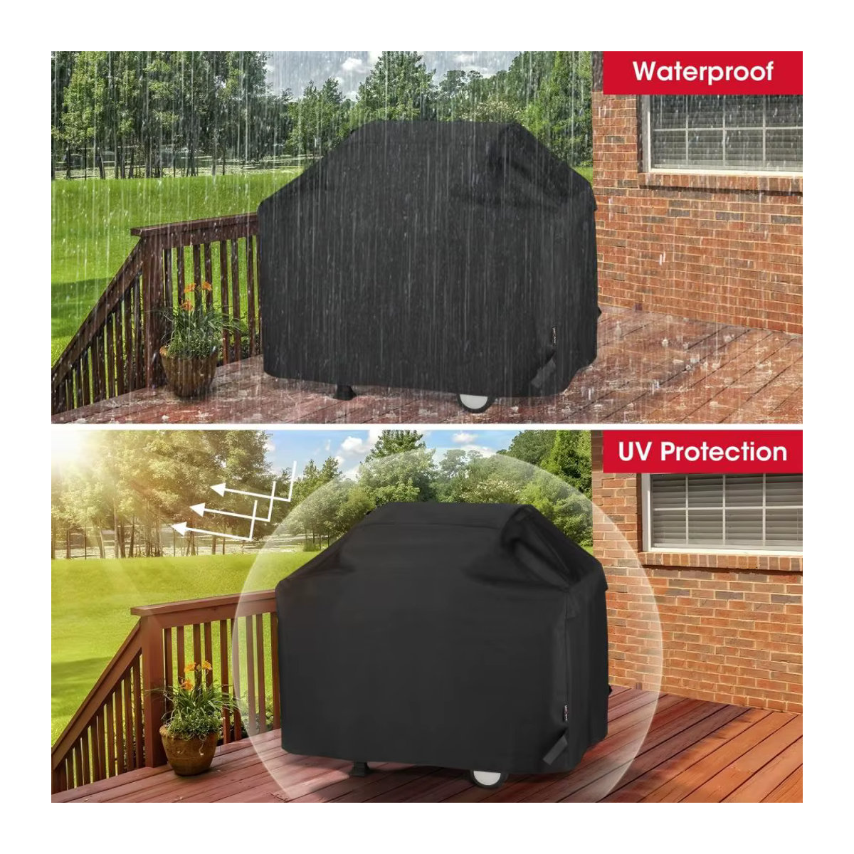 Wasserdichte Grillabdeckung aus Polyester für Gasgrills in Schwarz, Breite: 58,9 cm - Bild 2