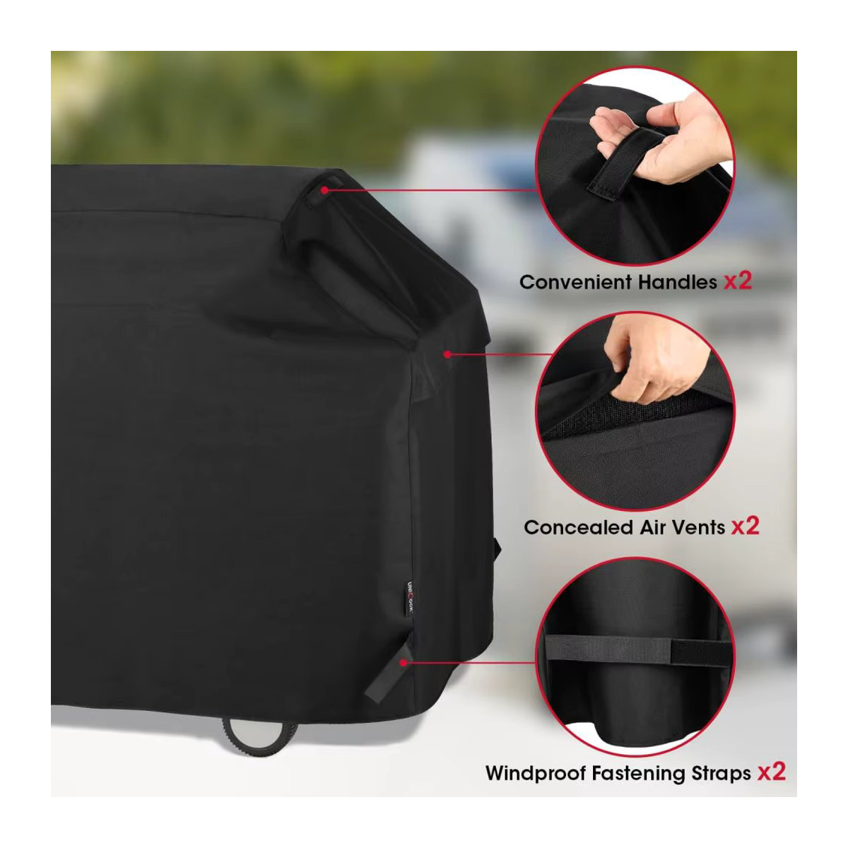 Wasserdichte Grillabdeckung aus Polyester für Gasgrills in Schwarz, Breite: 58,9 cm - Bild 5