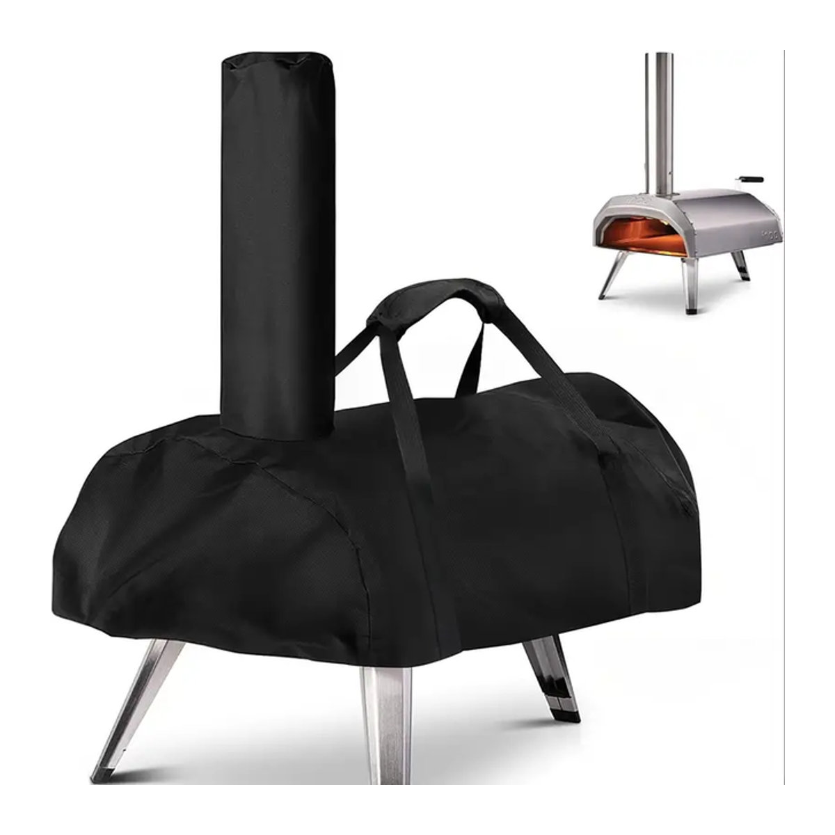 Wasserdichte Grillabdeckung für Koda12 und Koda16 Pizzaofen aus schwarzem Polyester mit Verschlussband - Bild 1