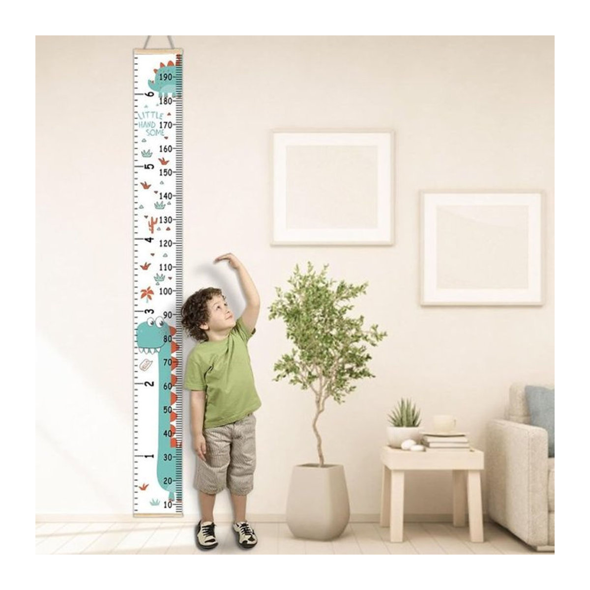 Wasserdichte Höhenwachstumstabelle für Kinder mit Dinosaurier-Weltraum-Motiv, hängende Messwandtafel in Weiß zur Wanddekoration - Bild 1