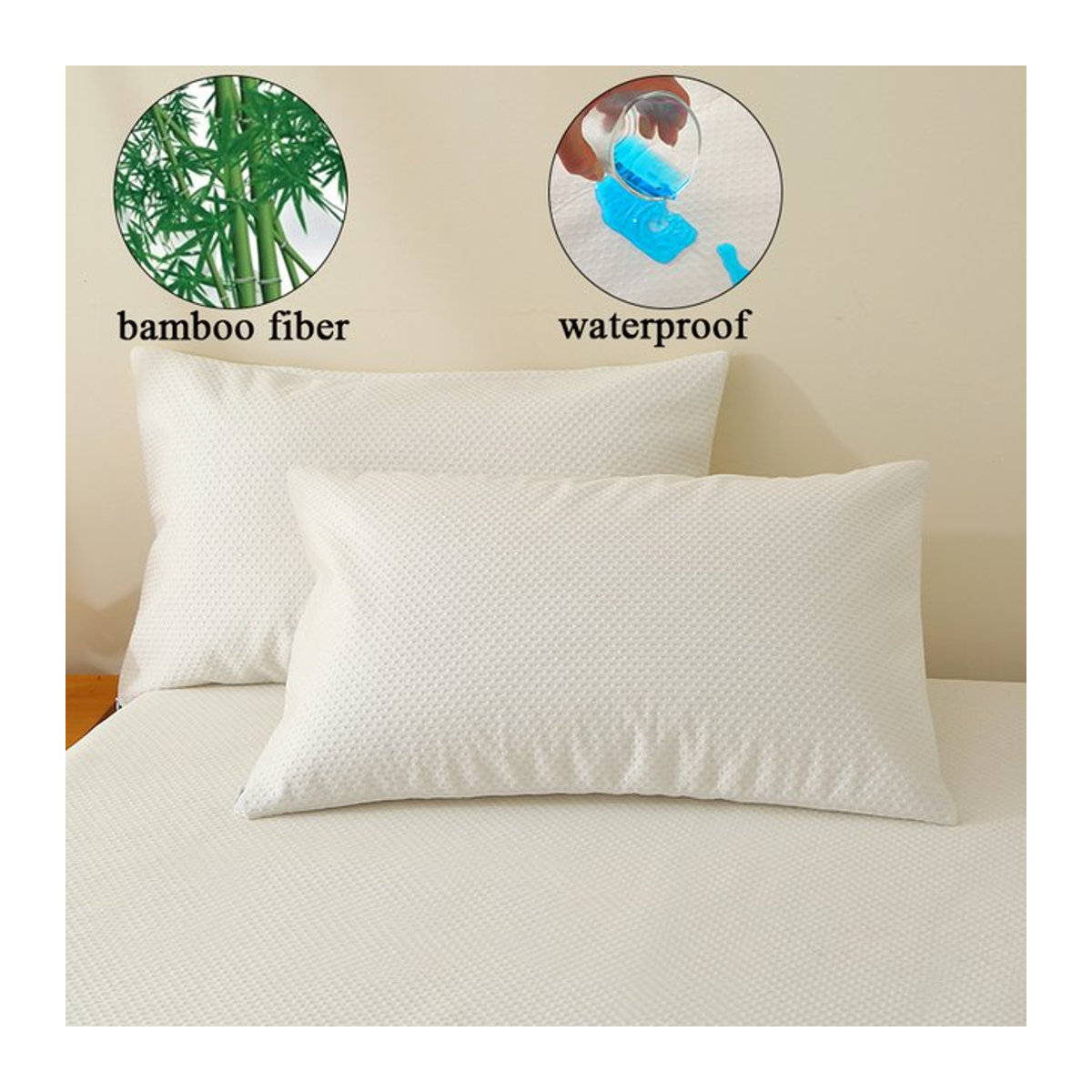Wasserdichte Kissenbezüge aus Bambusfasern von easYum in Weiß mit Reißverschluss für Queen und King Size, B/H: 50 x 65 cm, 50 x 70 cm, 50 x 75 cm oder 50 x 90 cm - Bild 1