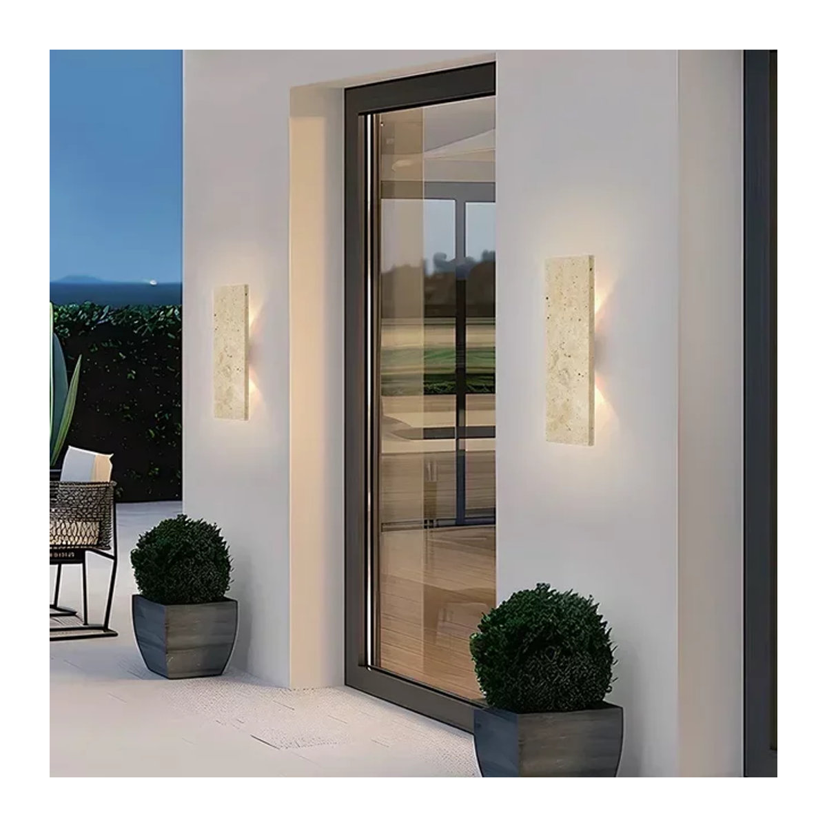 Wasserdichte LED Außenwandleuchte Pumous Naturstein Beige 18W Modern - Bild 1