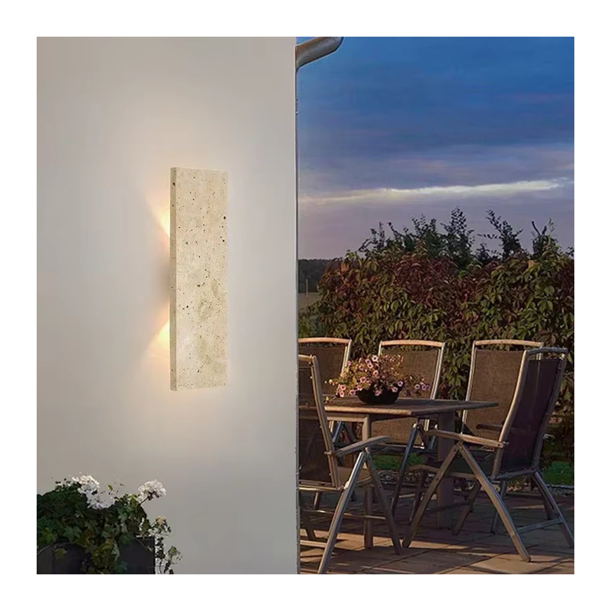 Wasserdichte LED Außenwandleuchte Pumous Naturstein Beige 18W Modern - Bild 3