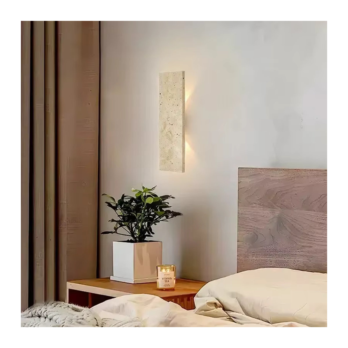 Wasserdichte LED Außenwandleuchte Pumous Naturstein Beige 18W Modern - Bild 4