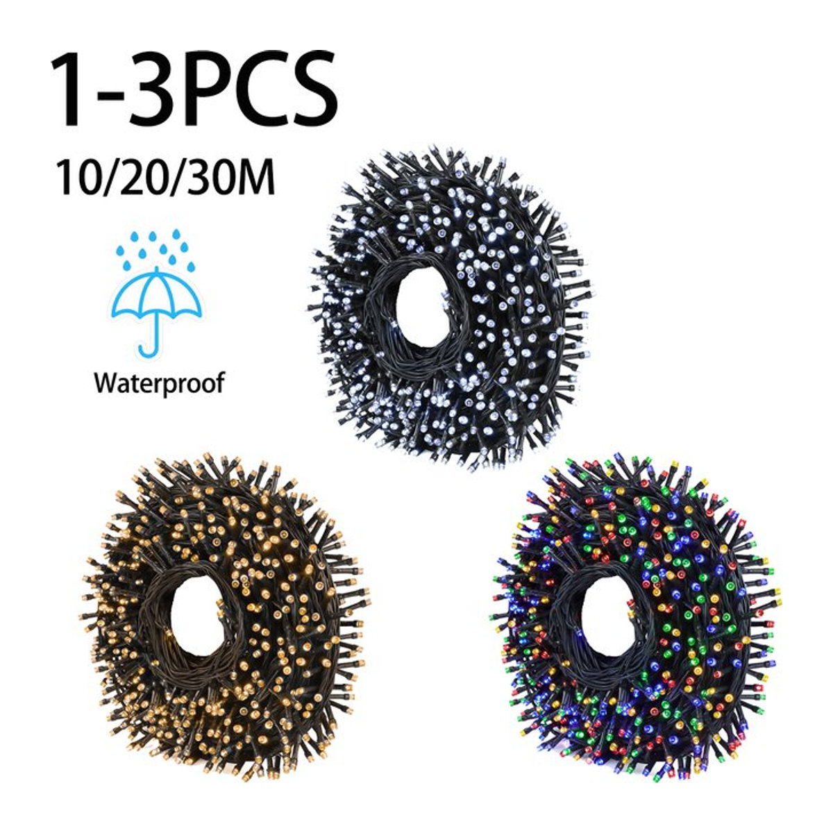 Wasserdichte LED Fee String Lichterkette für Outdoor Garten und Weihnachtsbaum Dekoration - Bild 1