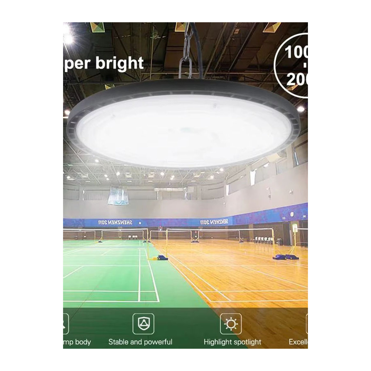 Wasserdichte LED-Industrielampe aus Aluminium für Lager und Garage, 200 W, 6000 K Weißlicht - Bild 5