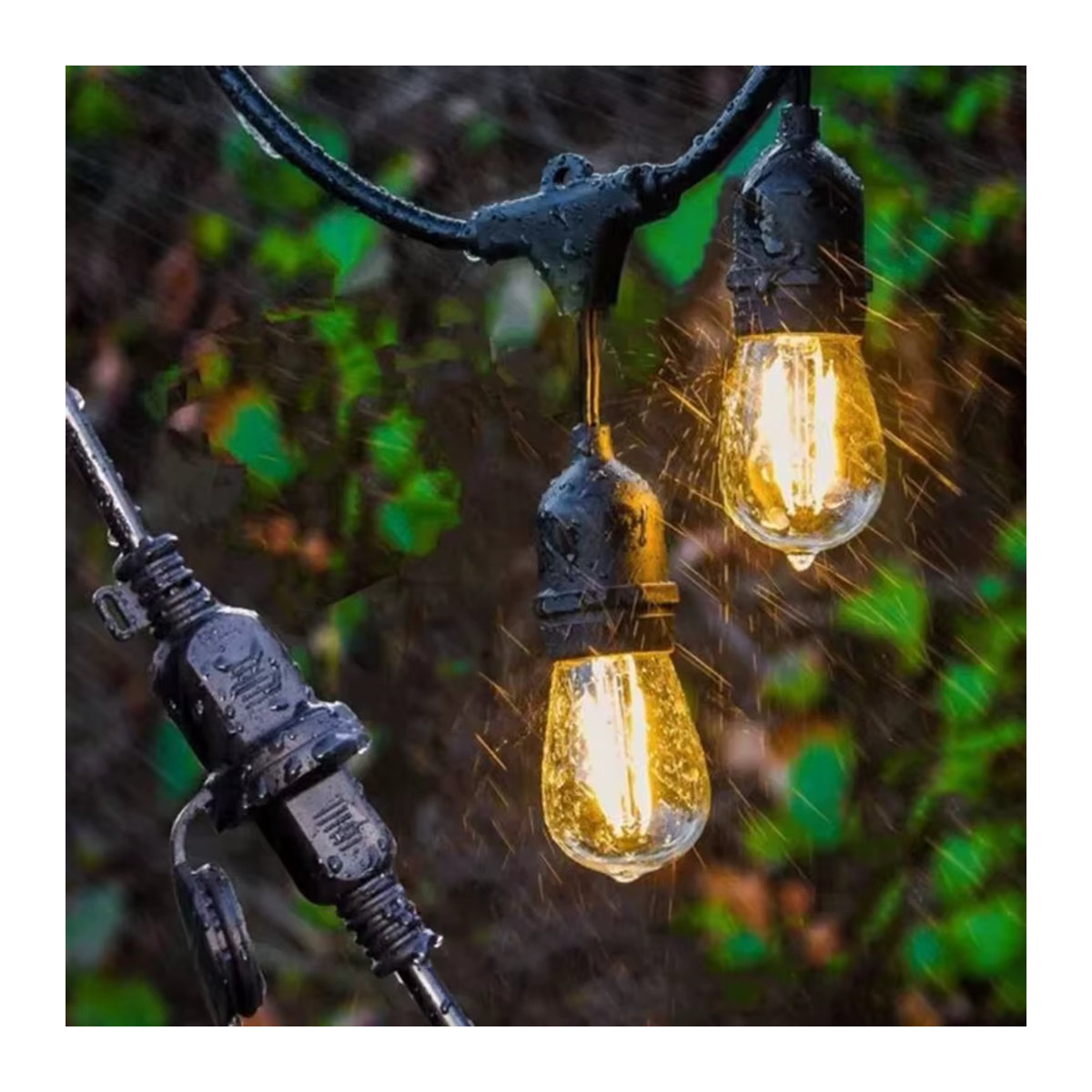 Wasserdichte LED-Lichterkette mit E27 Kugelleuchten in Warmweiß für Garten und Camping im Industrial-Design - Bild 4