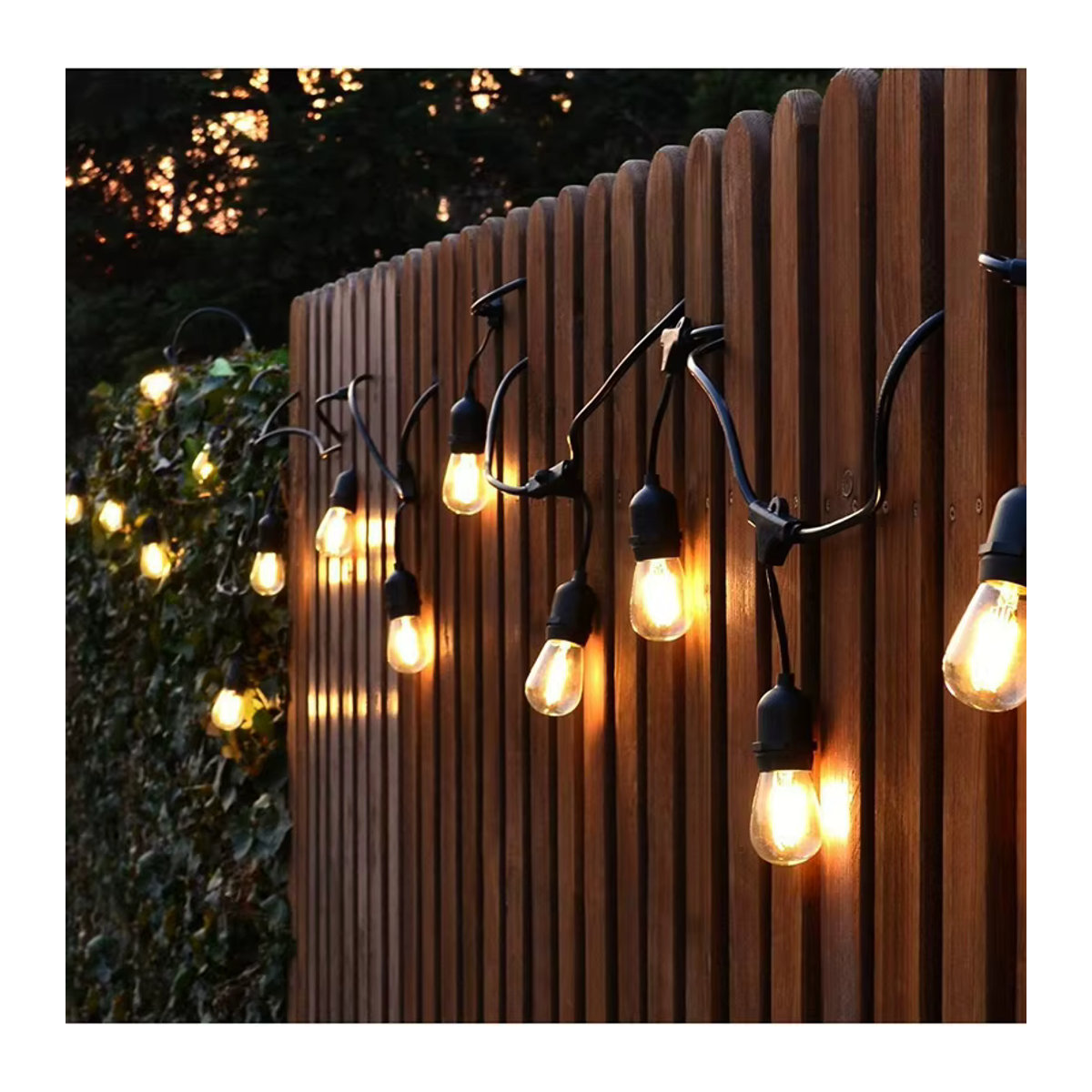 Wasserdichte LED-Lichterkette mit E27 Kugelleuchten in Warmweiß für Garten und Camping im Industrial-Design - Bild 6