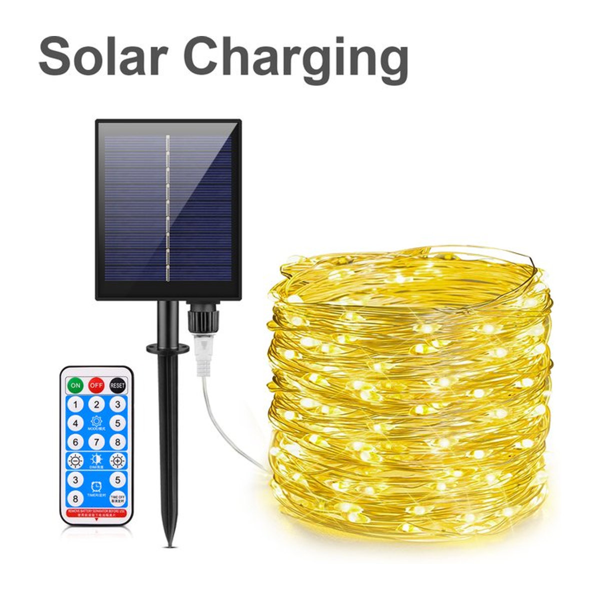 Wasserdichte LED Solar Lichterkette von MALITAI in Gelb für Garten Terrasse und Balkon - Bild 1