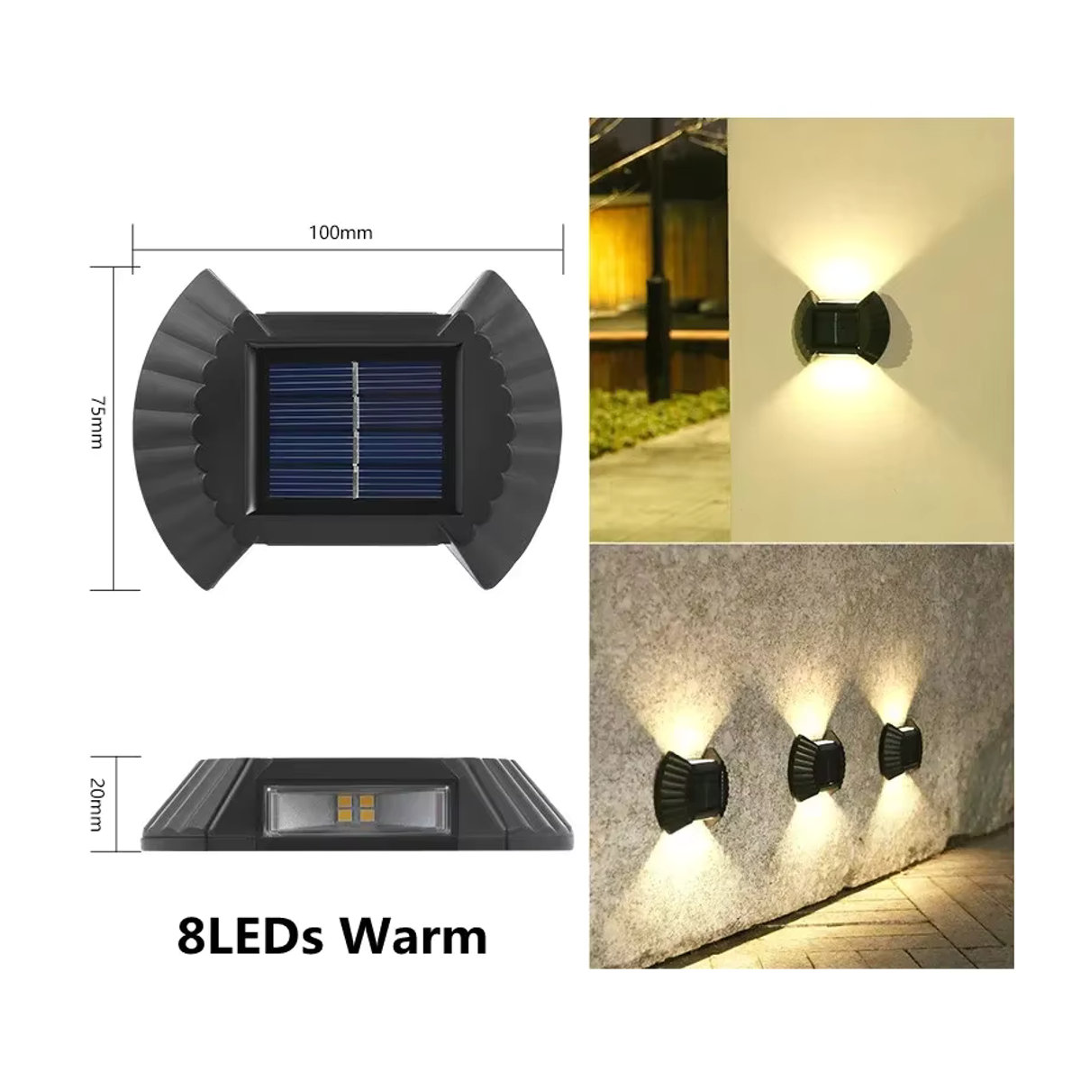 Wasserdichte LED Solar Wandleuchte in Schwarz für Garten und Außenbereich im minimalistischen Design - Bild 6