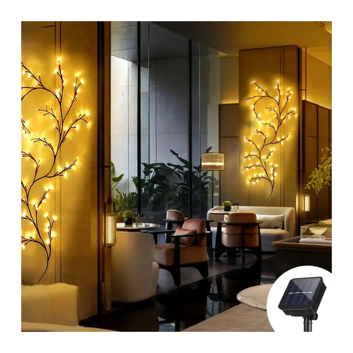 Wasserdichte LED Solar Weidenrebe Lichterkette in Gelb mit 8 Modi für Garten Balkon und Outdoor Dekoration - Bild 1
