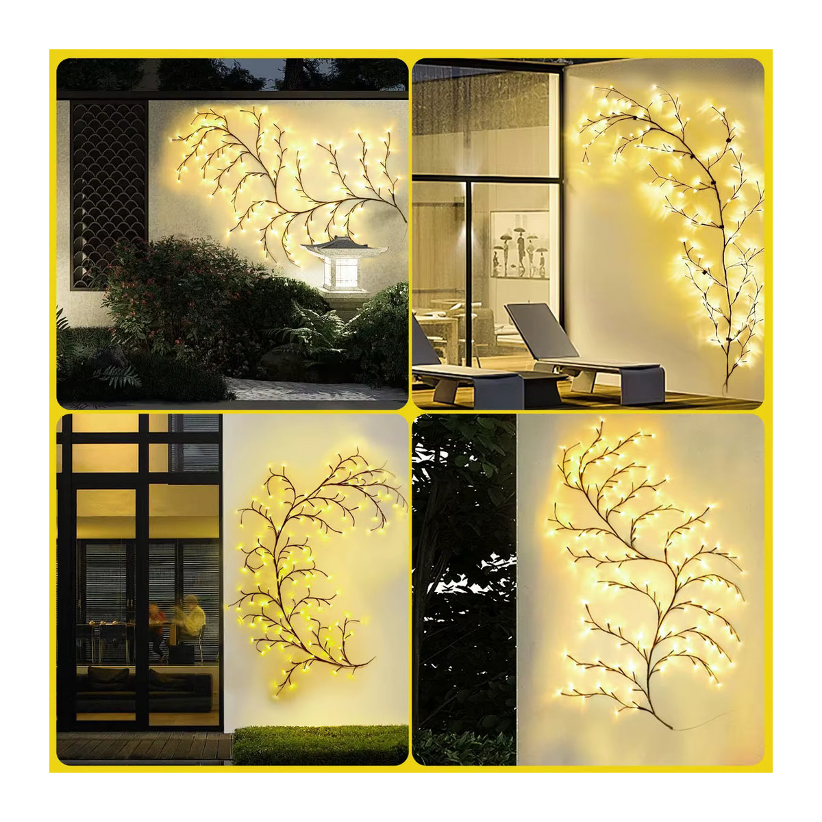 Wasserdichte LED Solar Weidenrebe Lichterkette in Gelb mit 8 Modi für Garten Balkon und Outdoor Dekoration - Bild 6