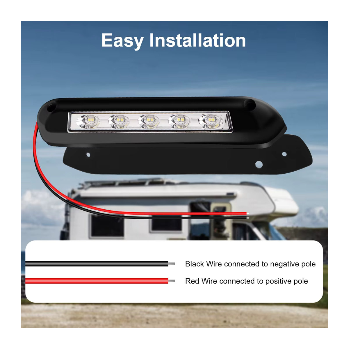Wasserdichte LED Wandleuchte in Weiß für Wohnwagen, Wohnmobil und Anhänger, 12V/24V Lichtleiste für Markise und Veranda - Bild 2