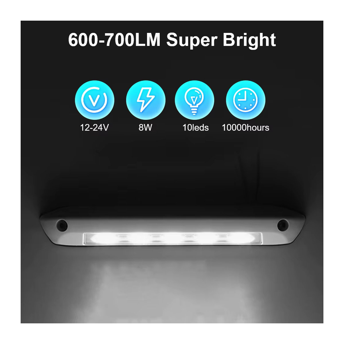 Wasserdichte LED Wandleuchte in Weiß für Wohnwagen, Wohnmobil und Anhänger, 12V/24V Lichtleiste für Markise und Veranda - Bild 5