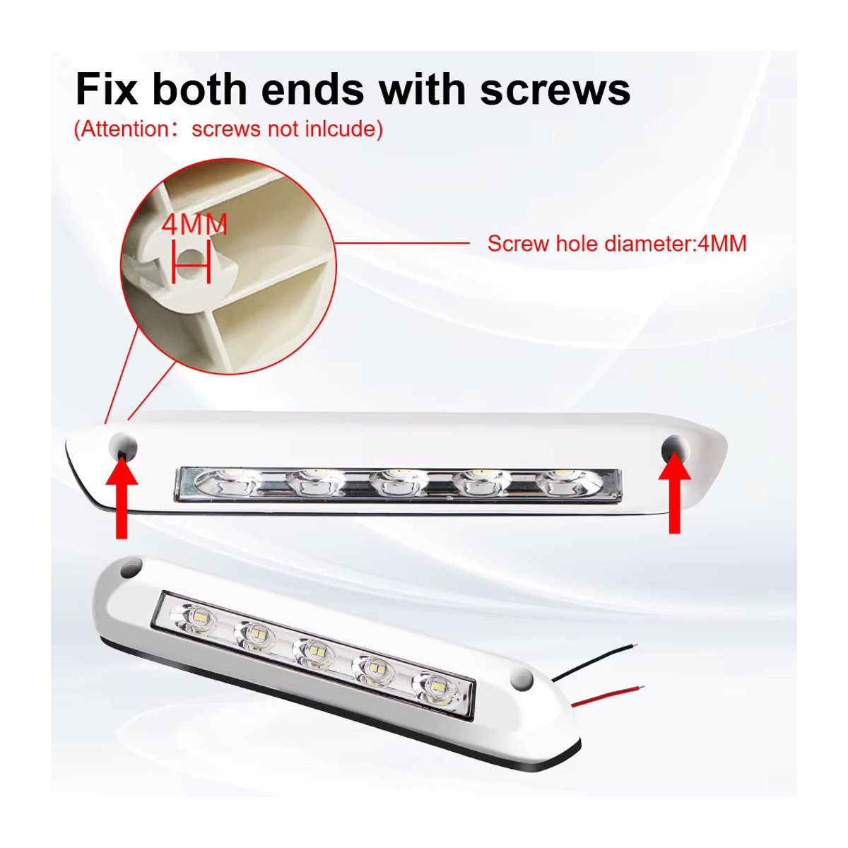Wasserdichte LED Wandleuchte in Weiß für Wohnwagen, Wohnmobil und Anhänger, 12V/24V Lichtleiste für Markise und Veranda - Bild 6