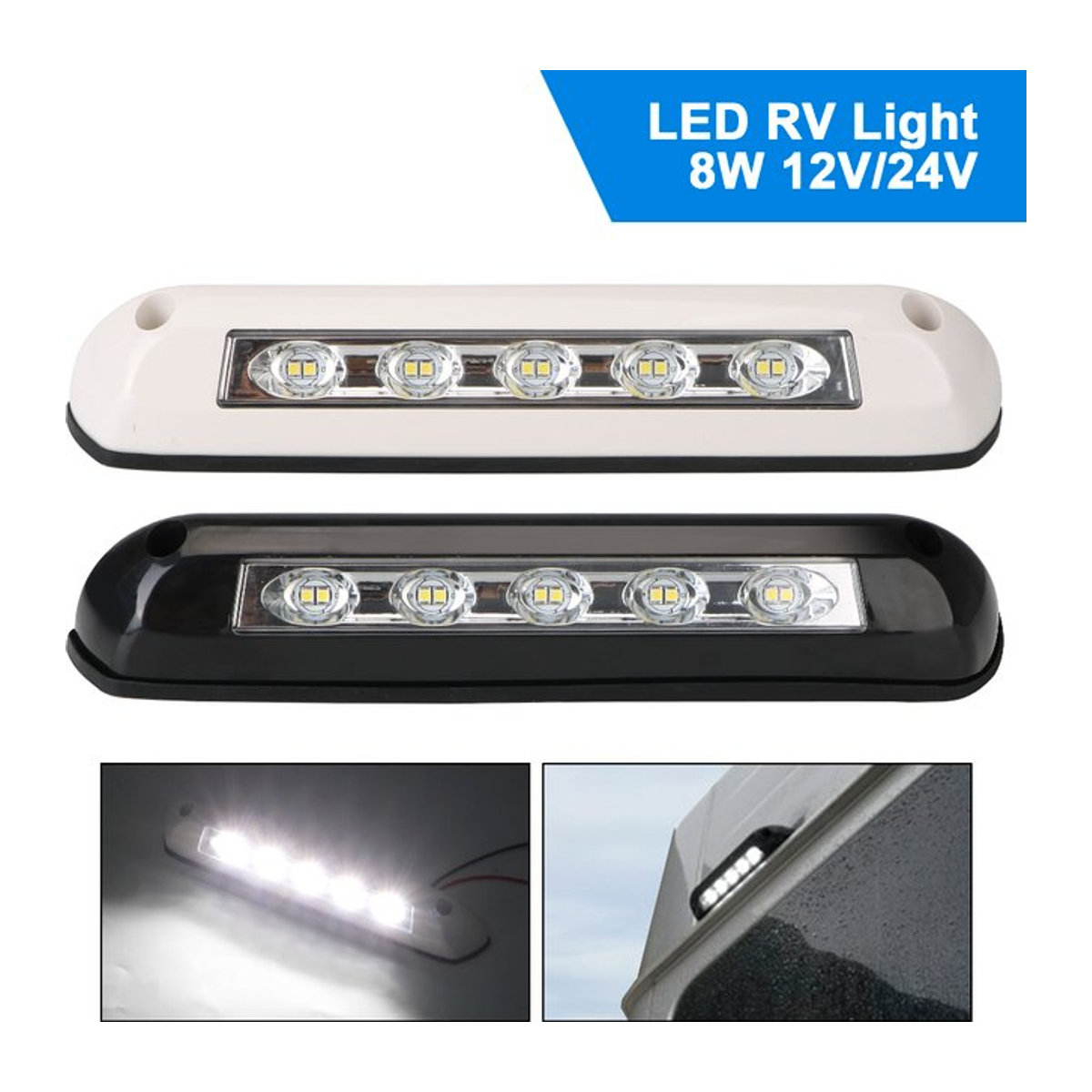 Wasserdichte LED-Wandleuchte in Weiß für Wohnwagen, Wohnmobil und Veranda - Bild 1