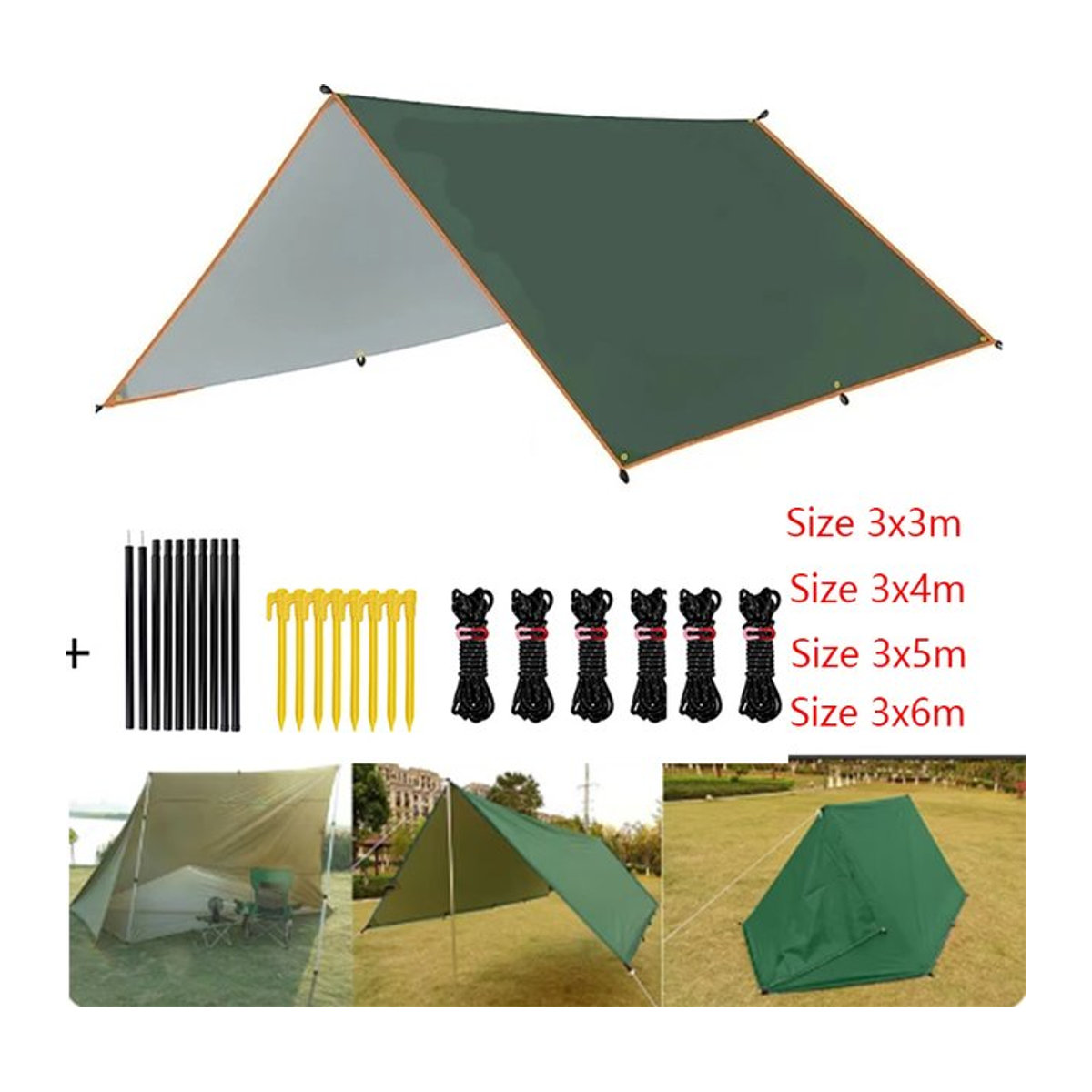 Wasserdichte Markise als ultraleichte Plane für Zelt, Garten, Camping und Strand als Sonnenschutz - Bild 1