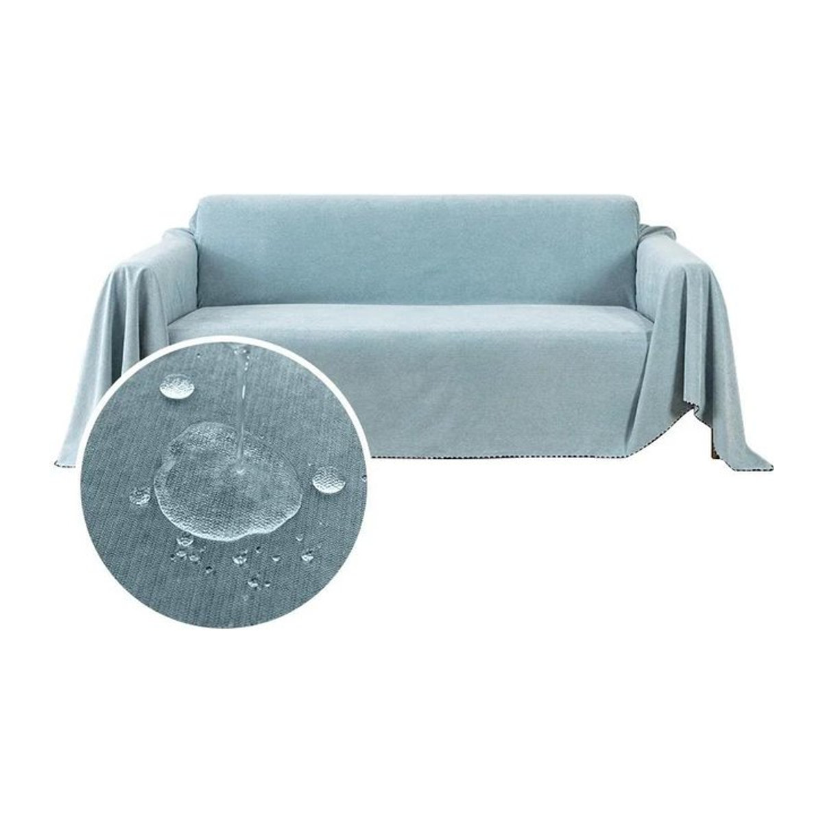 Wasserdichte Mehrzweck-Sofadecke in Aqua Blau, strapazierfähiger und staubdichter Möbelbezug, B: 180 cm, T: 130 cm - Bild 1