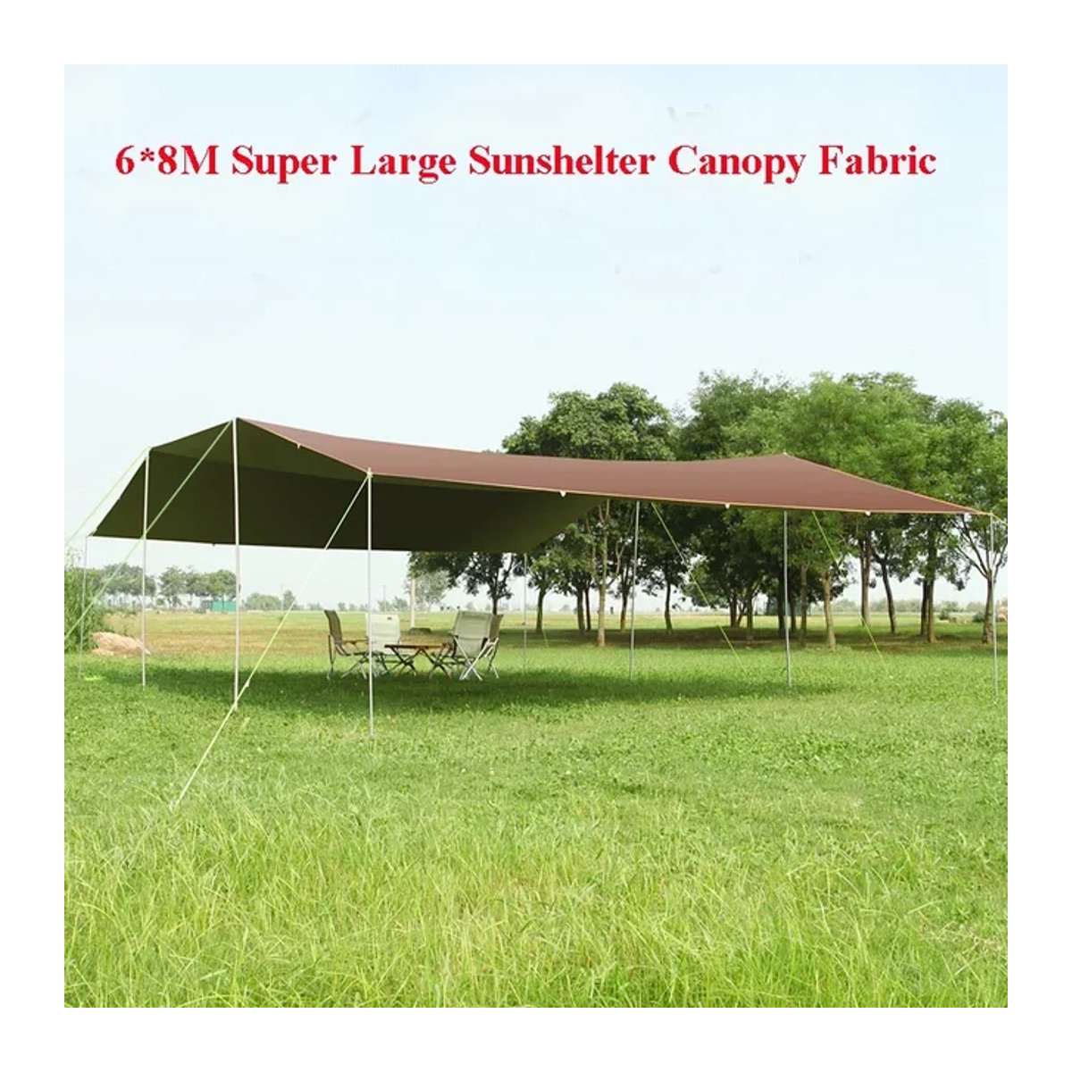 Wasserdichte Outdoor-Camping-Markise aus Oxford-Gewebe mit Silberbeschichtung als Sonnenschutzplane, 6 x 8 m - Bild 1