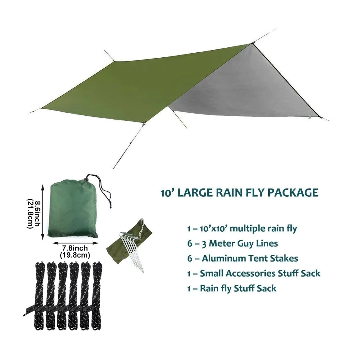 Wasserdichte Outdoor-Camping Zelt Plane als Sonnensegel und Garten Abdeckung B/B: 290 x 290 cm - Bild 4