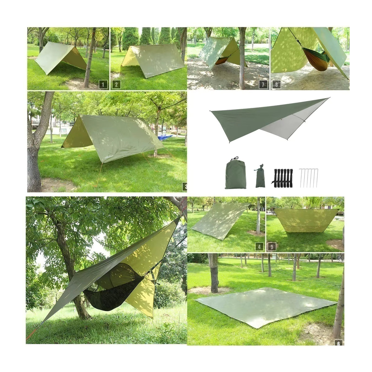 Wasserdichte Outdoor-Camping Zelt Plane als Sonnensegel und Garten Abdeckung B/B: 290 x 290 cm - Bild 6