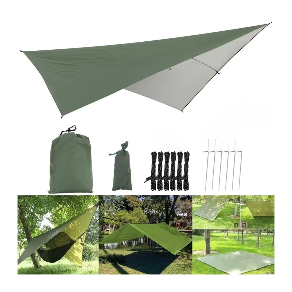 Wasserdichte Outdoor-Camping Zelt Plane als Sonnensegel und Garten Abdeckung B/B: 290 x 290 cm - Bild 7