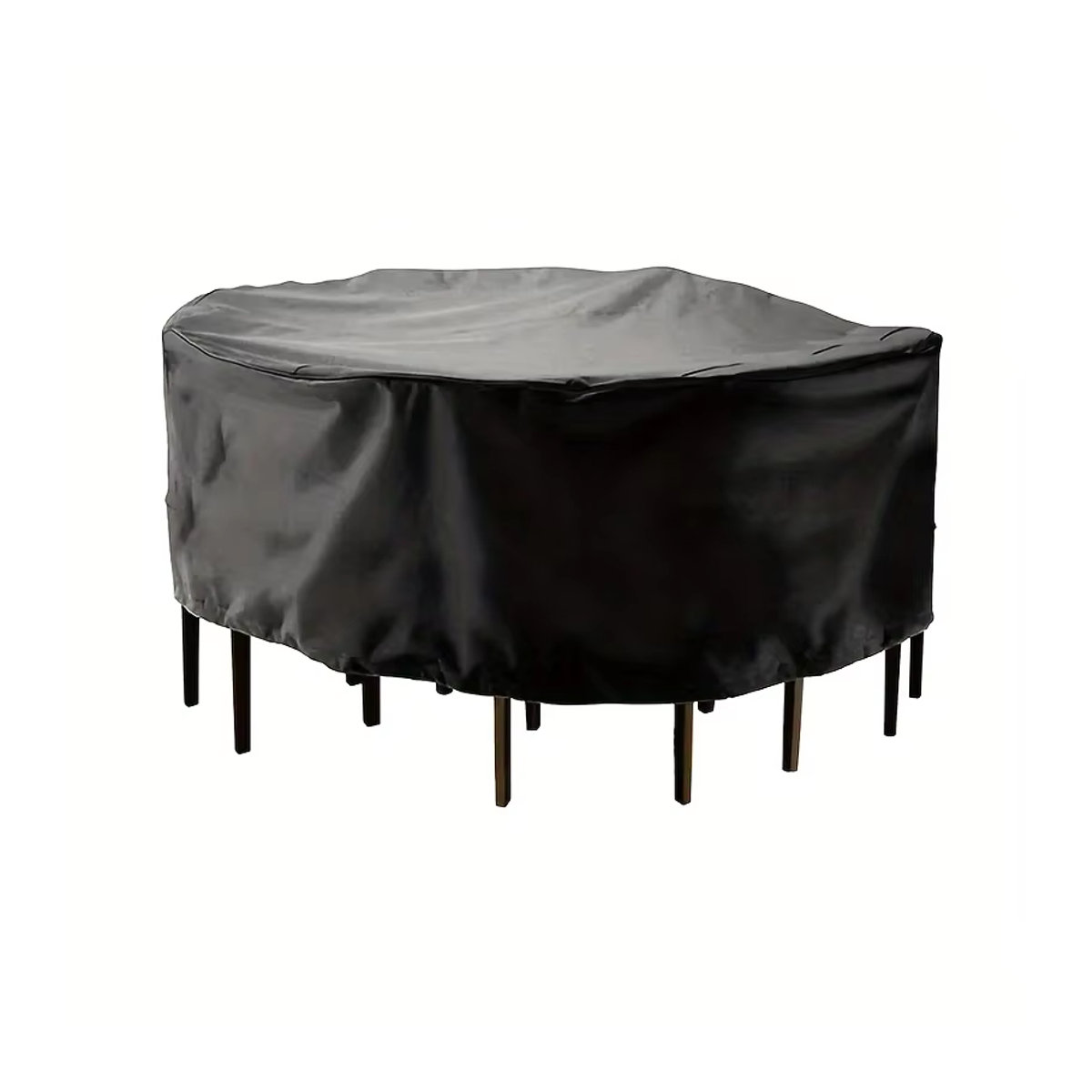 Wasserdichte Outdoor Gartenmöbel Abdeckung für runde Tisch und Stuhl Sets aus 210D Oxford Gewebe in Schwarz - Bild 5