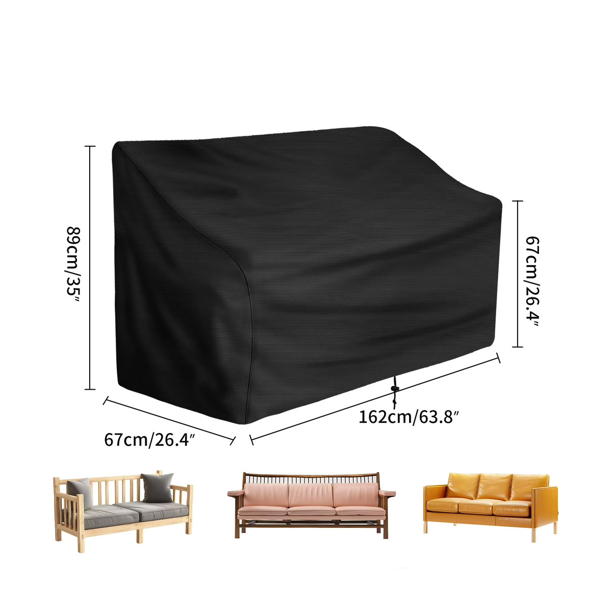 Wasserdichte Outdoor Möbel Abdeckung in Schwarz für Garten Terrasse Sofa Lounge und Holzregale - Bild 1