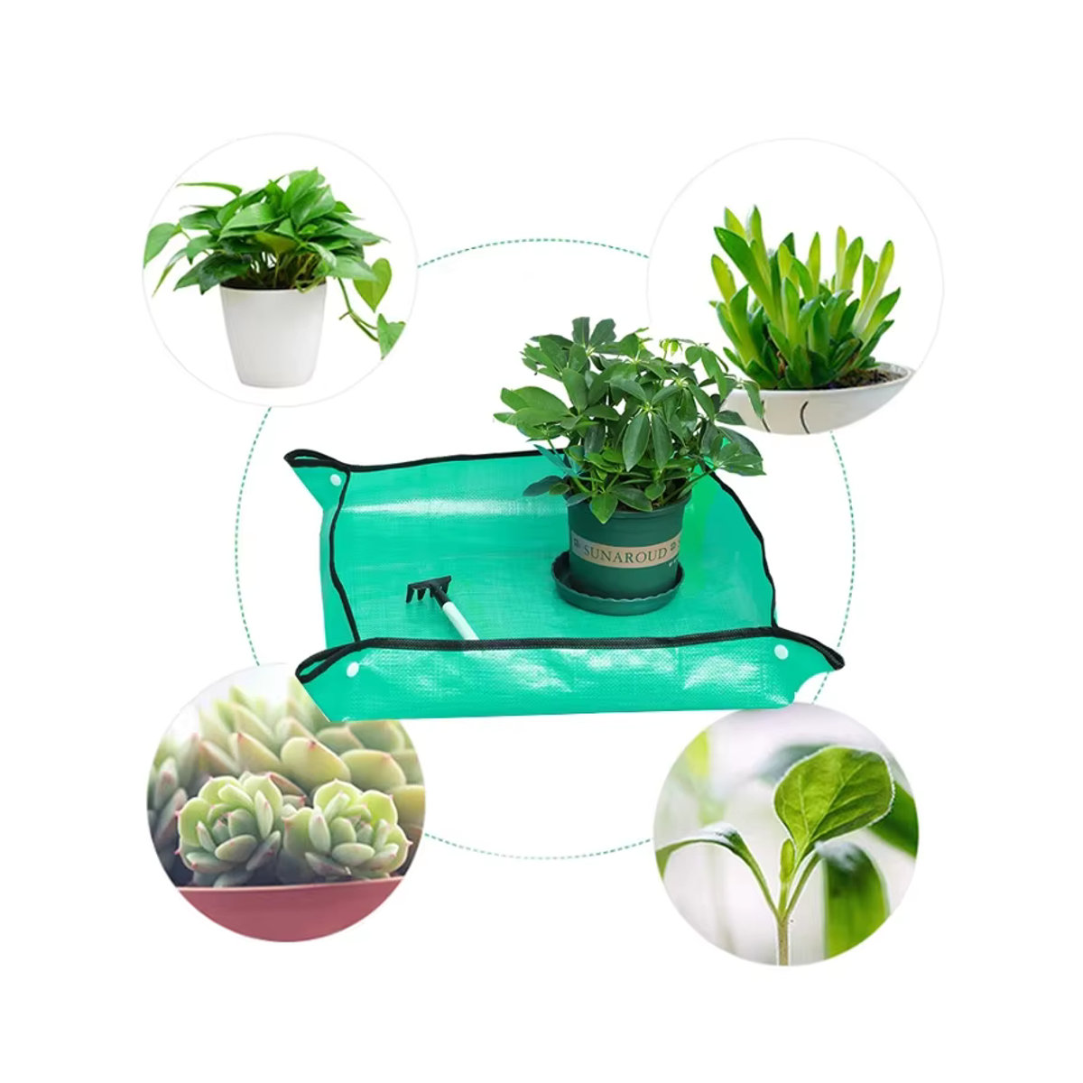 Wasserdichte Pflanzmatte zum Umpflanzen für die Gartenarbeit, faltbare Blumentopf-Matte, Durchmesser: 50 cm bis 100 cm - Bild 3
