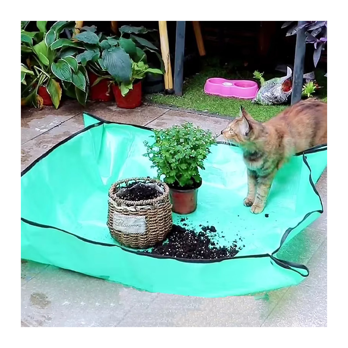 Wasserdichte Pflanzmatte zum Umpflanzen für die Gartenarbeit, faltbare Blumentopf-Matte, Durchmesser: 50 cm bis 100 cm - Bild 5