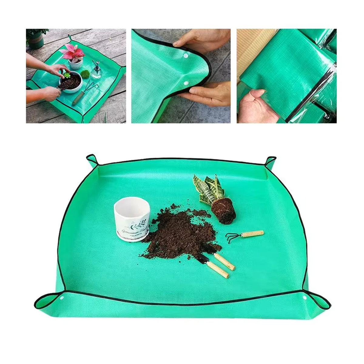 Wasserdichte Pflanzmatte zum Umpflanzen für die Gartenarbeit, faltbare Blumentopf-Matte, Durchmesser: 50 cm bis 100 cm - Bild 7