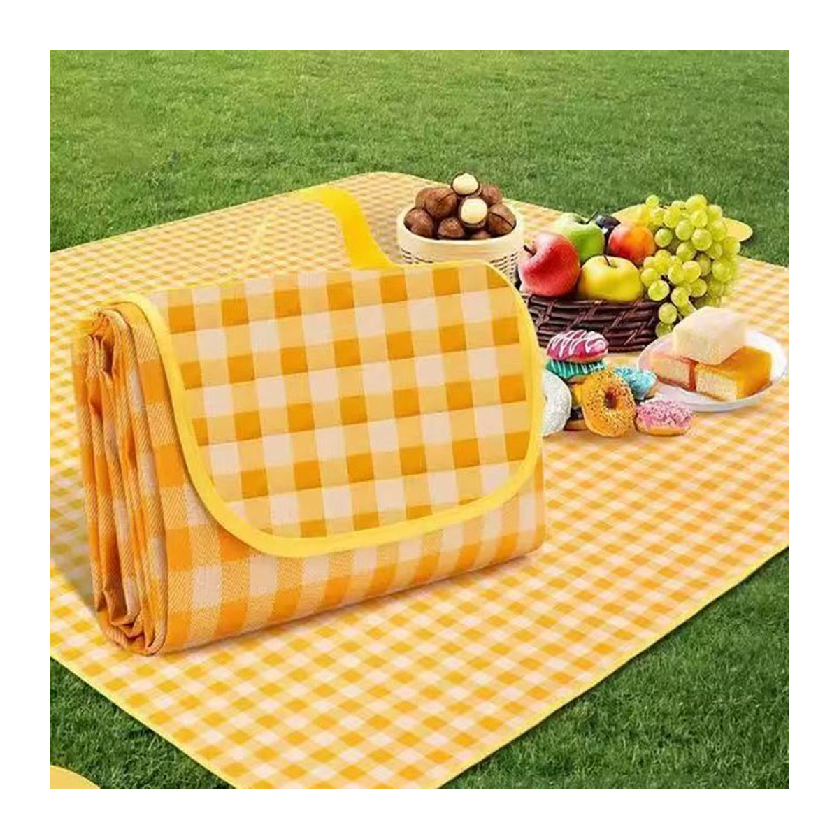 Wasserdichte Picknickmatte aus Camping-Vliesstoff in Gelb - Bild 1