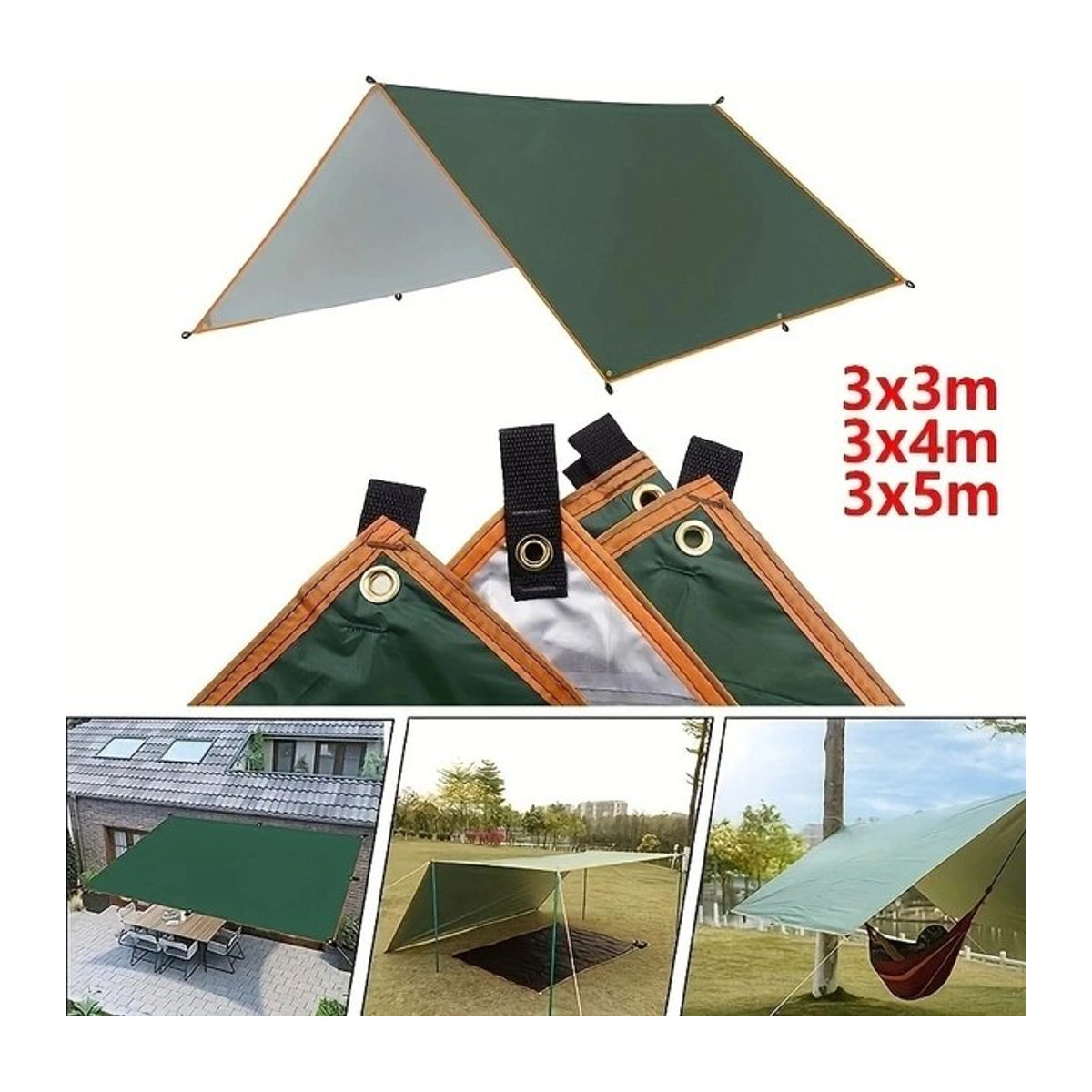 Wasserdichte Plane als Sonnenschutz für Garten, Camping und Strand in den Größen 3x3m, 4x3m und 5x3m - Bild 1