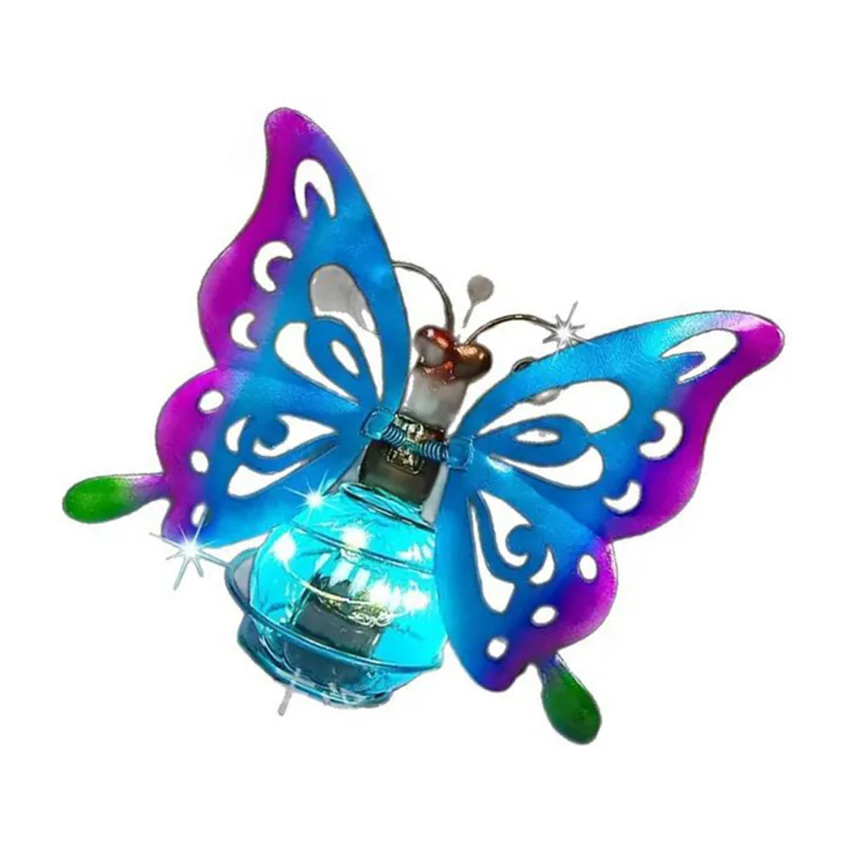 Wasserdichte Schmetterlings-Solarlaterne aus Metall mit LED und Flattereffekt, Bunt, Höhe: 13,5 cm - Bild 1