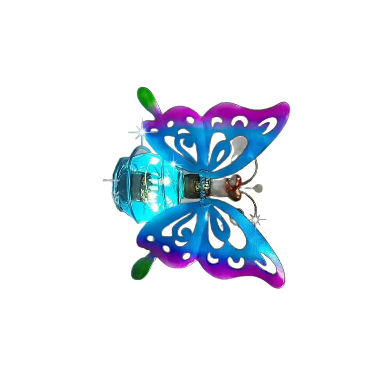 Wasserdichte Schmetterlings-Solarlaterne aus Metall mit LED und Flattereffekt, Bunt, Höhe: 13,5 cm - Bild 2