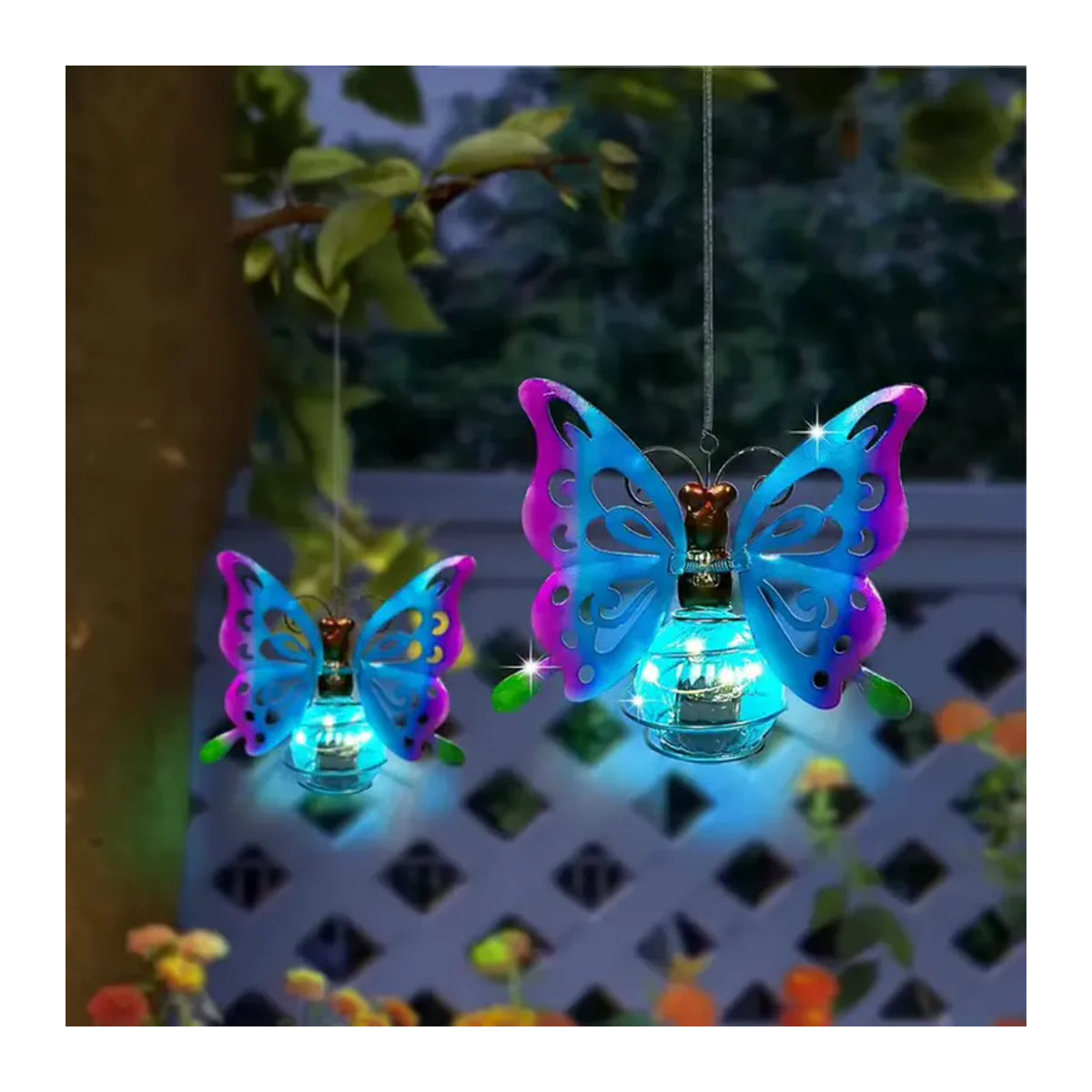 Wasserdichte Schmetterlings-Solarlaterne aus Metall mit LED und Flattereffekt, Bunt, Höhe: 13,5 cm - Bild 3